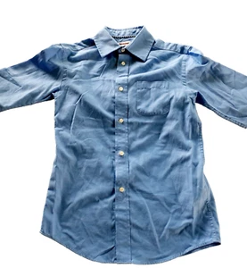 Cat & Jack Boys Button Down Shirt Blue Oxford Long Sleeve Size 8-10 - Picture 1 of 12