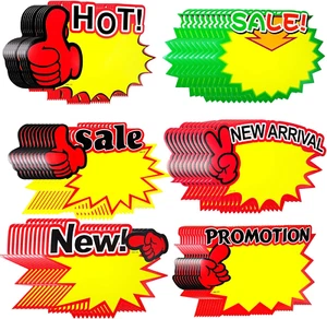 60PCS Starburst Sale Paper Signs Sign Cards Burst Paper Signs Retail Sale Tag... - Picture 1 of 12