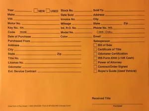 Vehicle Deal Envelopes / Jackets Orange - (U7T) - Picture 1 of 3