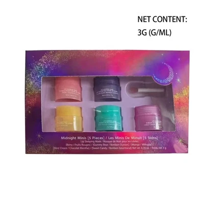 5 Stück Laneige Lip Sleeping Mask Midnight Minis Lip Sleeping Mask Set 3g UK - Bild 1 von 4