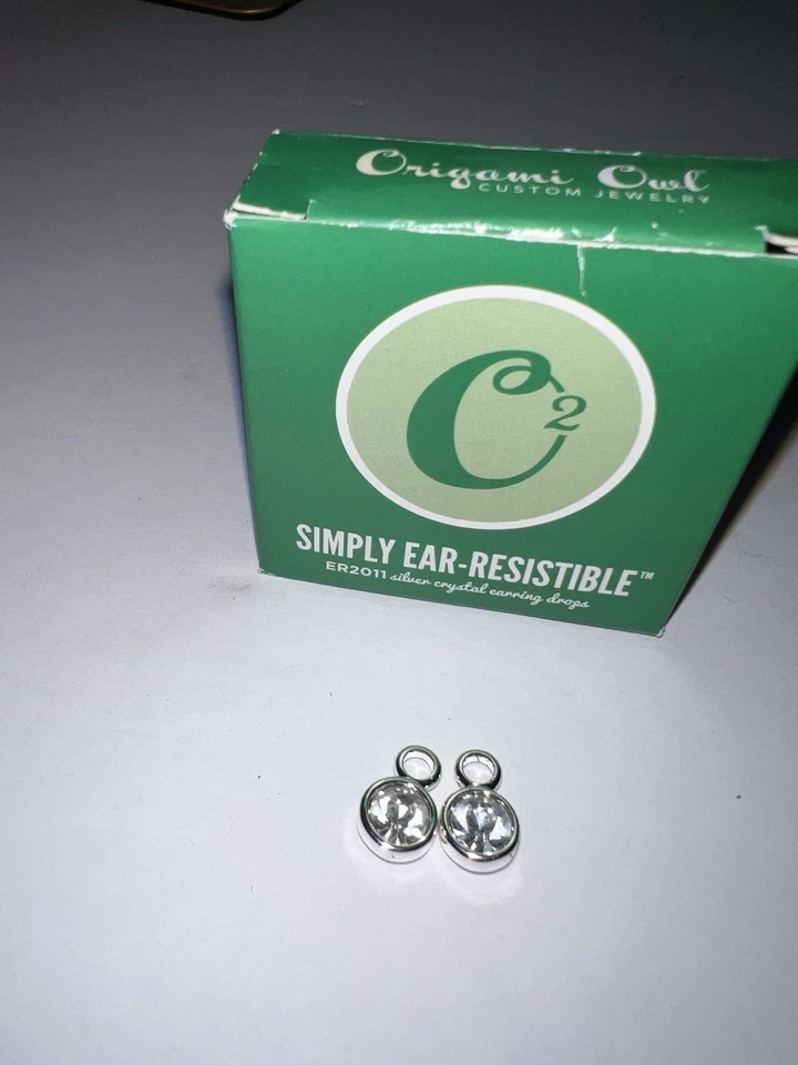 Genuino NUEVO Origami Búho Redondo Plata y Cristal Pendientes Gotas - ER2011 Foto 1 de 1
