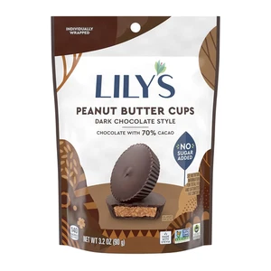 LILY'S Dark Chocolate Style No Sugar Added Peanut Butter Cups, Sweets Bags, 3.2 - Picture 1 of 12