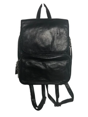 De Colección Años 90 Y2K Wilsons Pequeño Cuero Negro Mochila Cartera Bolso de Cuero DAÑADO Foto 1 de 4