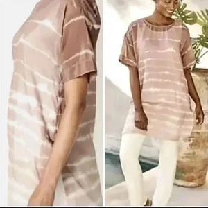 NWT J.Jill Pure Jill Fawn Ombre Stripe Cotton/Silk Tunic Boho Top Short Sl XLP - Picture 1 of 7