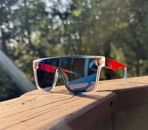 New USA Quicksilver Sunglassds Red White & Blue Mirror Lense UV400 Mens Womens - Picture 1 of 6