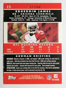 2007 Bowman Blue #25 Edgerrin James - Picture 1 of 2
