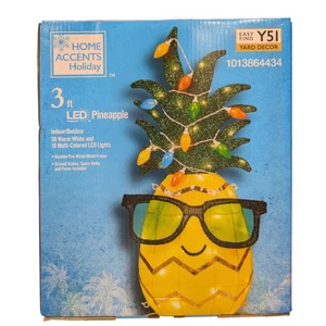 Oropel LED de piña de 3 pies decoración de patio de Navidad playa costera vacaciones tropicales - Imagen 1 de 7