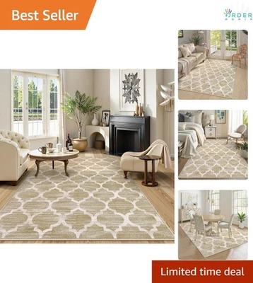 Boho 5x7 Rug Machine Washable Area Rug Non-Slip Moroccan Living Room Bedroom - Image 1 of 4