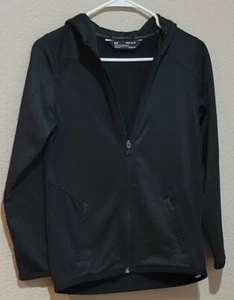 Under Armour Jacket Youth Medium Black Hoodie Full Zip Coldgear Reactor Pockets - Picture 1 of 7