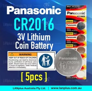 5x Panasonic CR2016 3V Lithium Coin Cell Button battery DL2016 ECR2016 GPCR2016 - Picture 1 of 4