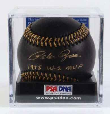 Pete Rose Signed OML Black Leather Baseball with Display Case Inscribed "1975 W. - Image 1 of 3