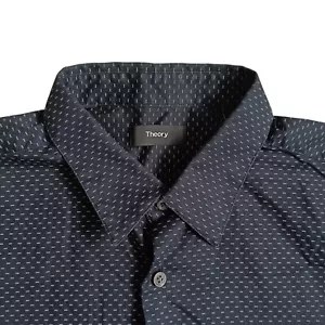 Theory Mens Large Black Shirt Long Sleeve Pearlescent Buttons - Picture 1 of 8