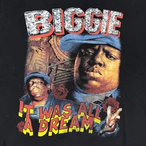 Biggie Smalls It Was All a Dream Rap Tee Black T-Shirt Size M B.I.G. 90s Hip Hop - Picture 1 of 5
