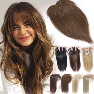 100% Real Natural Hair Topper Clip In Hair Extensions Toupee Wavy Hair piece UK - Picture 1 of 28