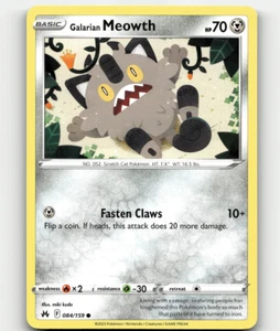 Pokemon Galarian Meowth 084/159 Crown Zenith Common - Picture 1 of 1