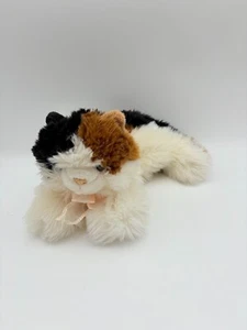 Aurora Calico Cat Plush Floppy Blue Eyes Brown White Black Pink Bow Ribbon - Picture 1 of 10