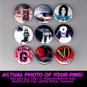 90's GIRL BANDS - 1.5" PINS / BUTTONS ( gig poster badge L7 hole no doubt bjork) - Picture 1 of 2