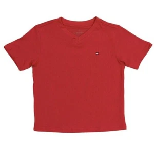 Tommy Hilfiger Boys T-Shirt Short Sleeve Crew Neck Kids Flag Logo Tee Sz 4 Red - Picture 1 of 2