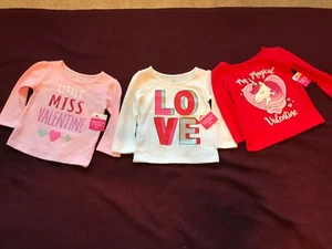 NUEVO CON ETIQUETAS ~ Camiseta de San Valentín Manga Larga Bebé Niñas ~ Talla 12 Meses. - Imagen 1 de 4