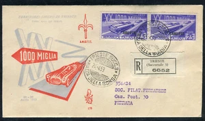 FDC VENETIA CLUB TRIESTE A 1953 XX CORSA MILLE MIGLIA AUTOMOBILISTICA - Picture 1 of 2