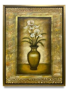 Pintura al óleo original de arte de Nueva York de flor de naturaleza muerta sobre lienzo enmarcada 12x16 - Imagen 1 de 6