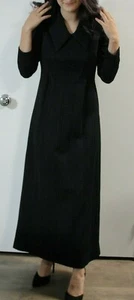 Flutterby Vintage 1960s 1970s Long Black Dress, Size M - Picture 1 of 11
