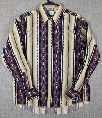 Vtg Wrangler Brushpopper Aztec Pearl Snap Western Cowboy Shirt Mens Size XL - Image 1 of 4