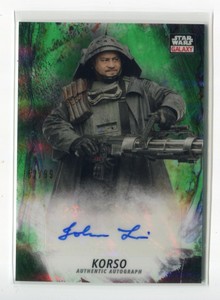JOHN TUI as KORSO 2021 Star Wars Galaxy Chrome GREEN REFRACTOR AUTO 62/99