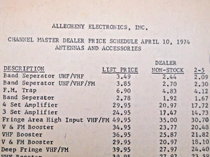 1974 – Allegheny Electronics - State College & Altoona PA Price List - 14 Pages - Picture 1 of 1