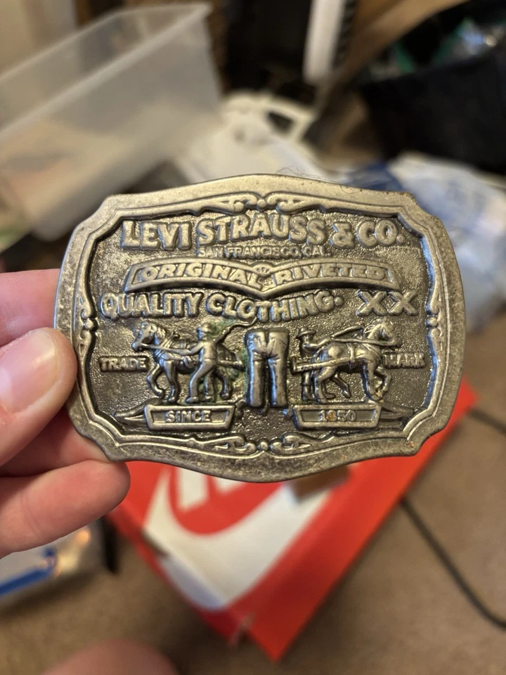 Hebilla de cinturón marca Levi’s Two Horse - Edición limitada - Hebilla de metal vintage A2 Foto 1 de 3
