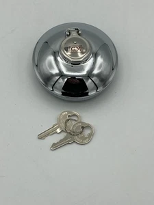 GM Licensed Embossed Car Truck Chrome Metal Locking Gas Cap W Keys 1938-1971 - Picture 1 of 16