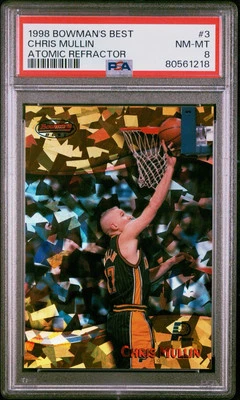1998 Bowman's Best #3 Chris Mullin Atomic Refractor /100 PSA 8 Pop 1 4 Higher - Image 1 of 2