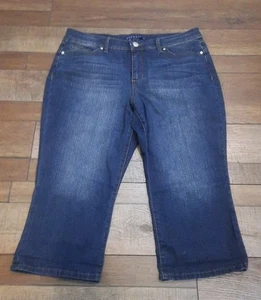 Womens Bandolino Lisbeth Skimmer Jean Capri Size 14 Dark Blue Stone Washed - Picture 1 of 5