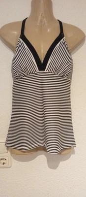 Tankini Oberteil Gr.36/38,Neu, Schwarz/Weiß Gesteift - Bild 1 von 2