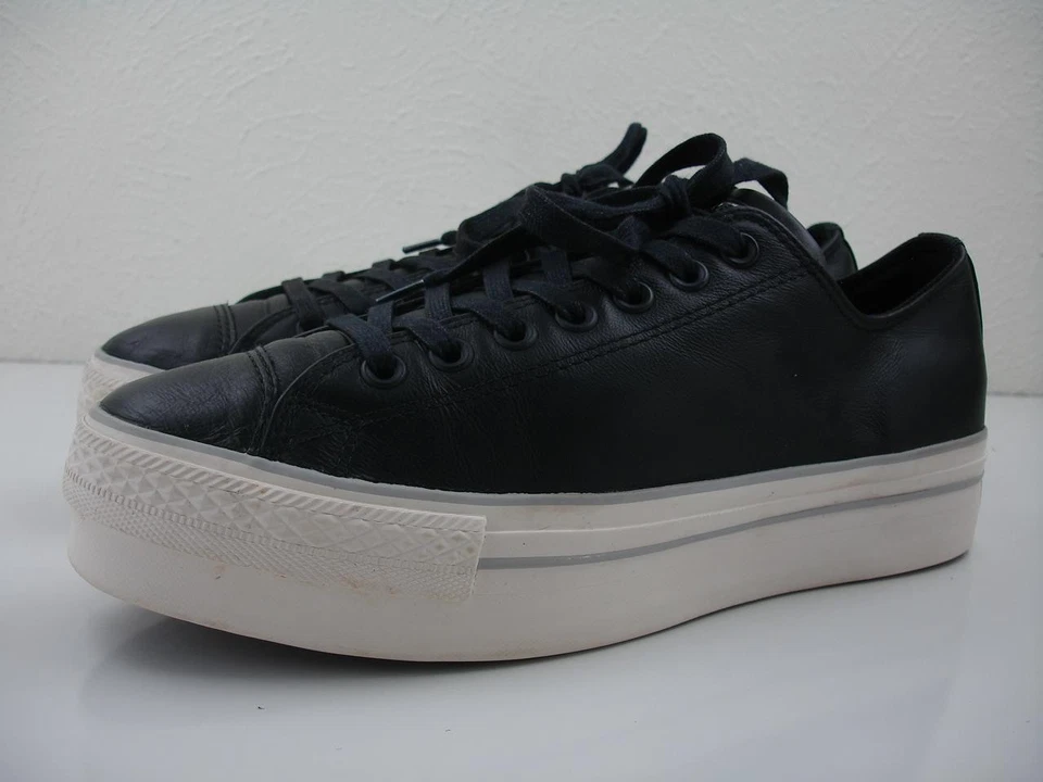 女士 11 M 匡威 Chuck Taylor All Star Lift 黑色 559016C 皮革低帮鞋 — 第 1/4 张图片