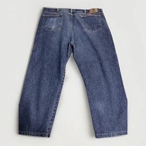 Wrangler 96501MR Mens 46x30 Blue Jeans Actual 45x27 STAINED & ALTERED HEM - Picture 1 of 7