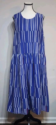 Vestido Lafayette 148 New York Cass Beach a Rayas Sin Mangas Talla XL En Azul Lapislázuli Foto 1 de 4