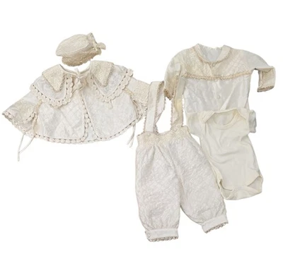 Vintage Silk Childs Christening Baptism Outfit Unisex Size 18-24 Months 5pcs  - Image 1 of 4
