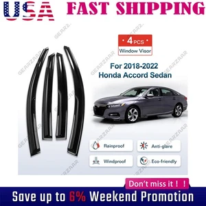 For 2018-2022 Honda Accord JDM Mugen Style Tape-on Window Visor Vent Rain Guard - Picture 1 of 14