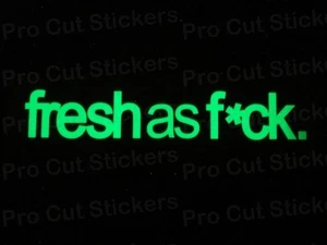 Fresh as F ck Small to Large Glow in the Dark Luminescent Vinyl Stickers Decals - Picture 1 of 2