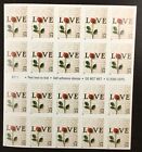 3497a  Love Stamps Red Rose and Love Letter  MNH 34¢ pane of 20    FV $6.80