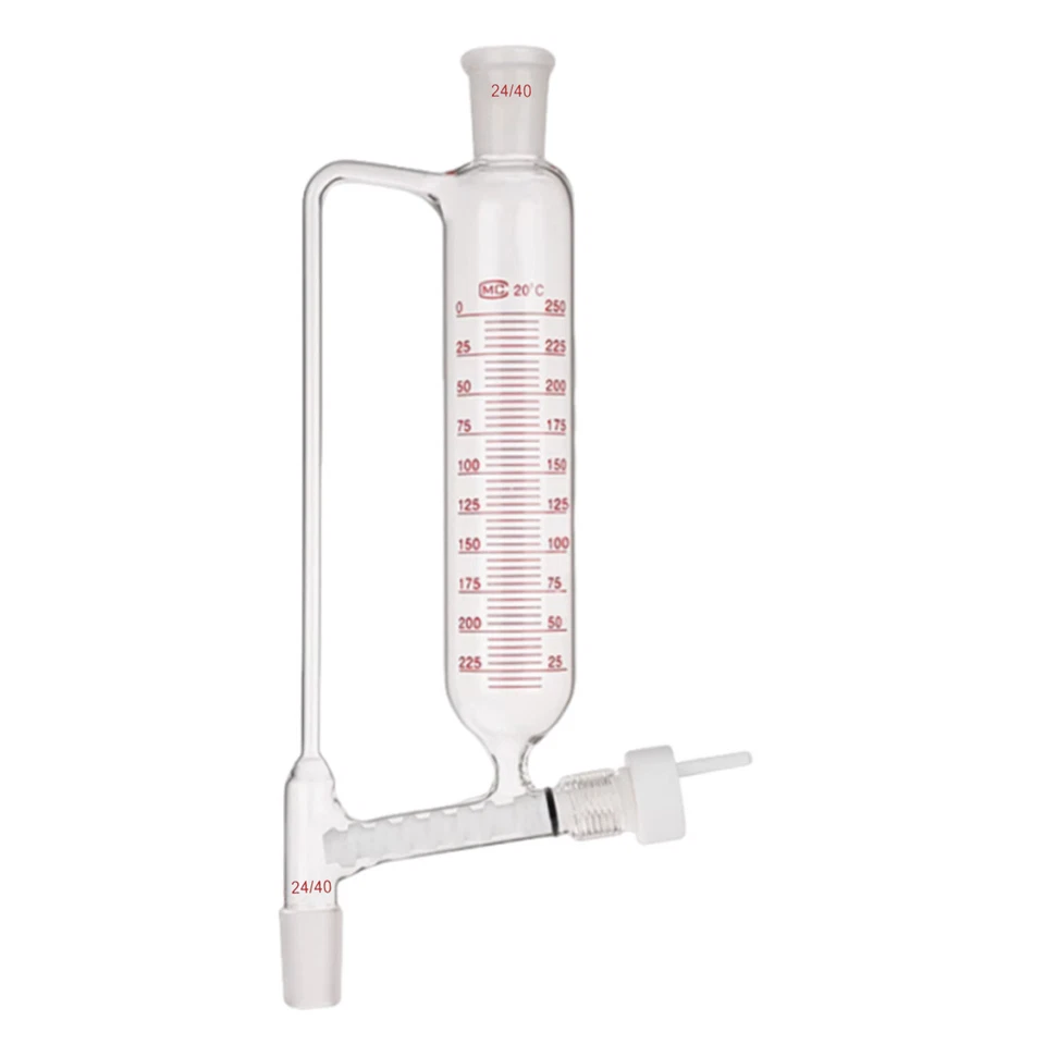 Embudo de caída de adición de polvo de vidrio de laboratorio 24/40 con válvula graduada y PTFE Foto 1 de 1