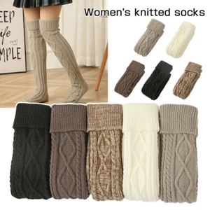Winter Long Socks Warm Over Knee High Wool Knitted Women Thick Stockings Thigh - Picture 1 of 23