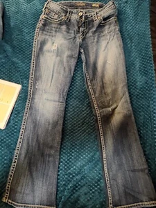 Pantalones de mezclilla para mujer plateados corte bota talla 30/32 - Imagen 1 de 7