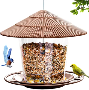 Eichhörnchenfestes hängendes Vogelfutterhaus für Wildvogelsamen im Freien, braun - Bild 1 von 12