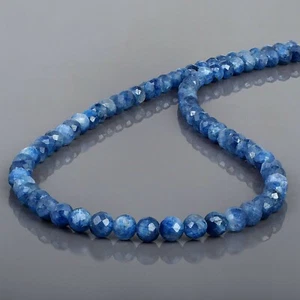 Natural Blue Kyanite 6mm Round Beads Chain 18" Strand Handmade Ladies Necklace - Picture 1 of 4
