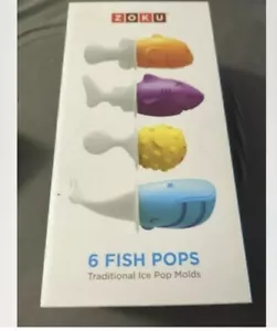 ZOKU 6 Fish Pops Make Your Own Ice Freezer Pops Molds BPA Free Whimsical Fun NEW - Picture 1 of 6