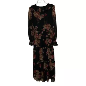 Vestido midi Lauren Ralph Lauren negro floral en capas para mujer talla 2 - Imagen 1 de 14