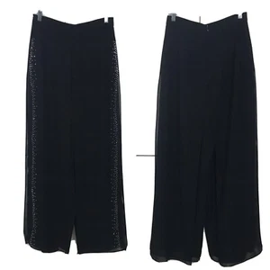 VTG Betsey & Adam by Jas Lene Sz 8 Black Chiffon Silver Studded Palazzo Pants - Picture 1 of 11