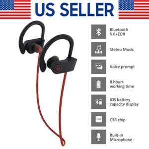 Waterproof Bluetooth 5.0 Earbuds Stereo Sport Wireless Headphones in Ear Headset - Picture 1 of 20